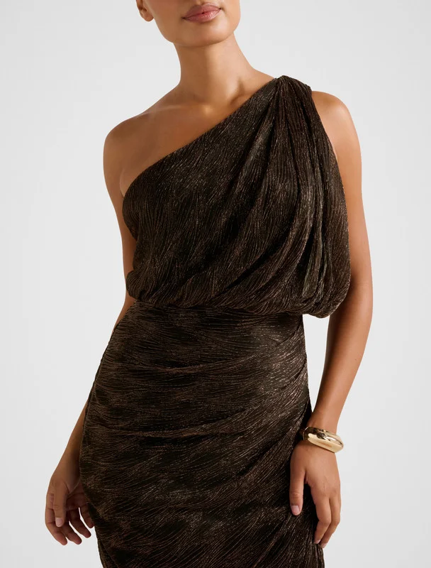 forever new  CASSIDY One Shoulder Plisse Midi Party Dress for Women | Best Price UAE